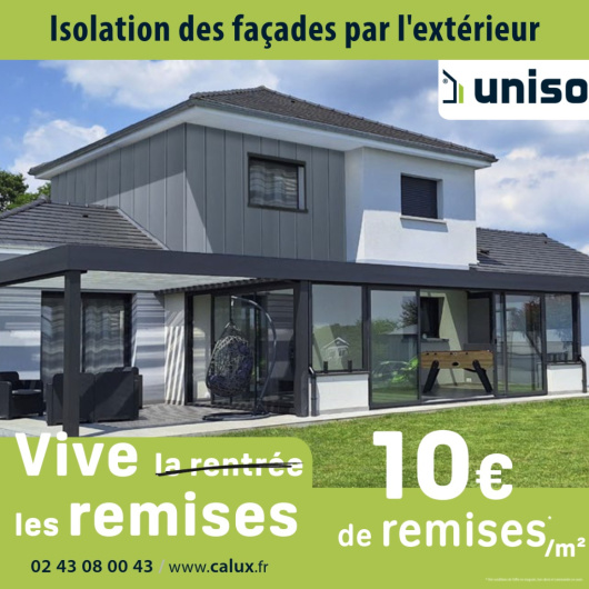 UNISO, remises de 10€/m² sur votre isolation extérieure